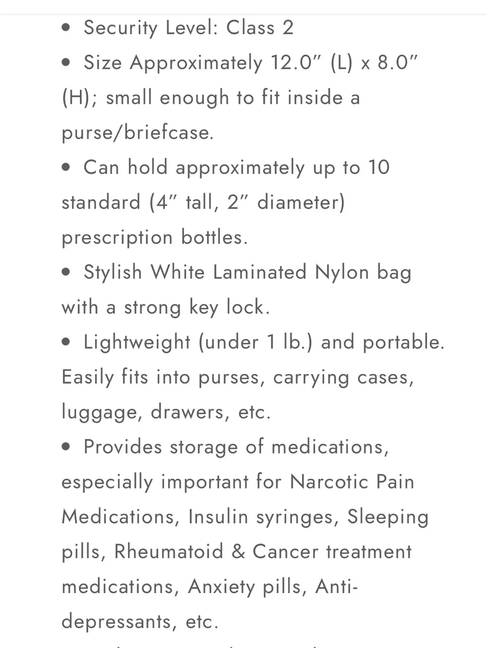 Lock+Med White Zipper Pouch - safety Lock bag